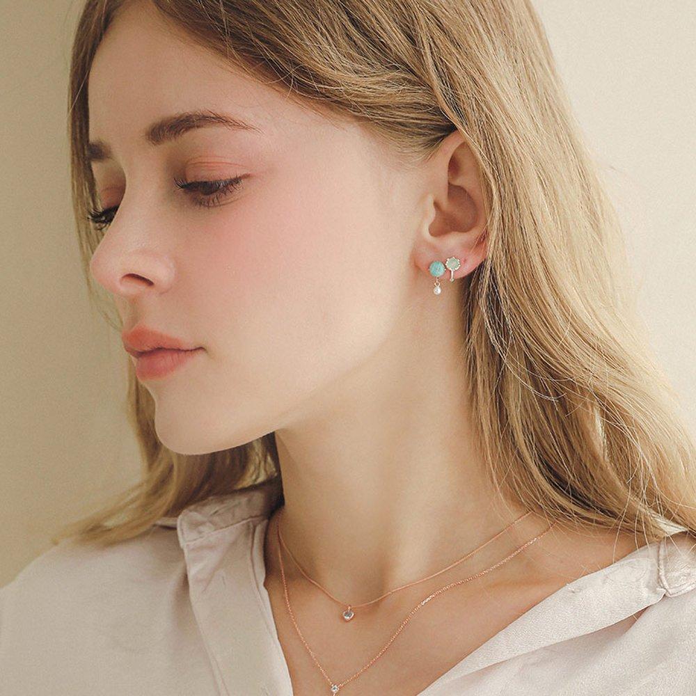 J.Lauren Aventurine Carnelian Silver One-Touch Earrings M03684