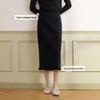 Xiangying Women's High-Waist Fringe Slit Midi Skirt