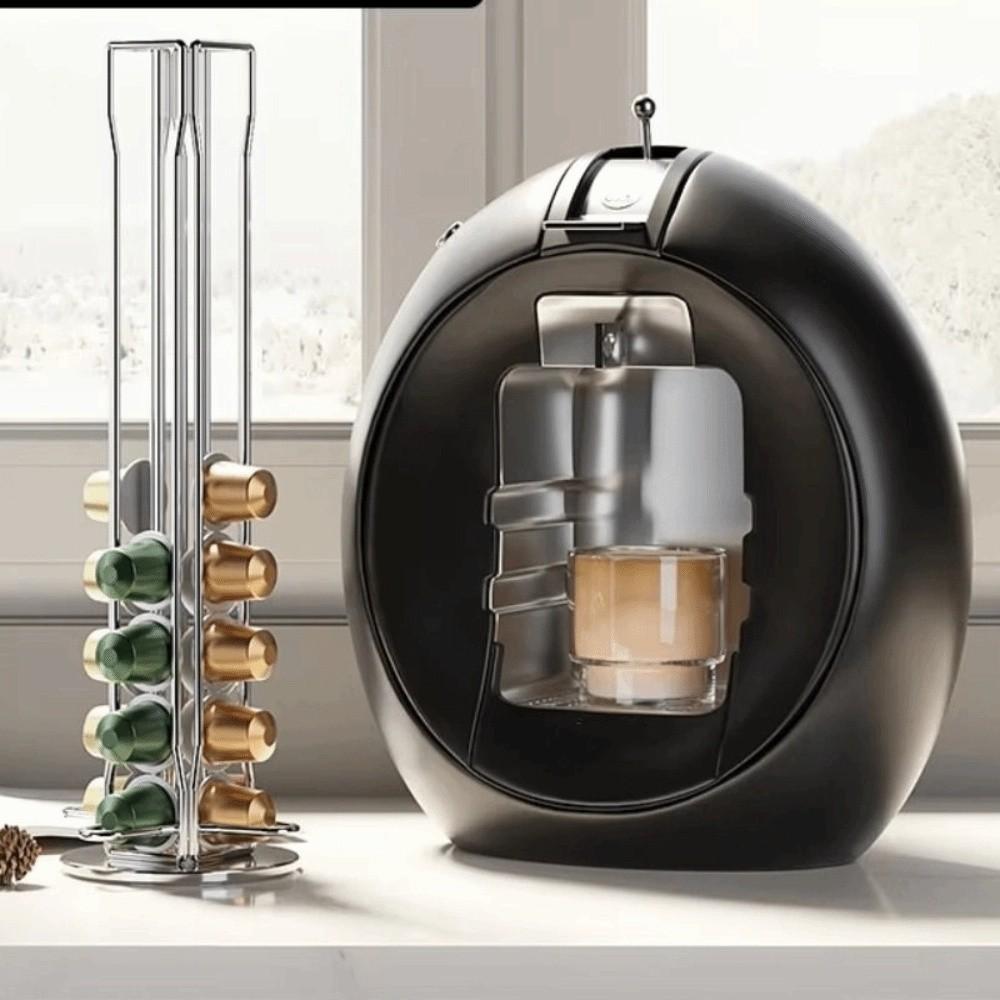 Plating Coffee Capsules Holder 360 Degree Rotatable 40 Coffee Pod Holder Coffee Capsules Stand Rack Tower Stand Hollow Structure