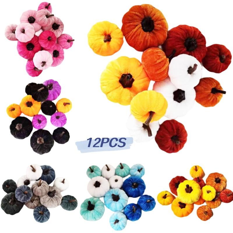 High-quality Cloth Pumpkin Thanksgiving Foam Fake Pumpkin Halloween Hot Selling Pumpkin Props White Orange Set Of 4 Large And 8 Small