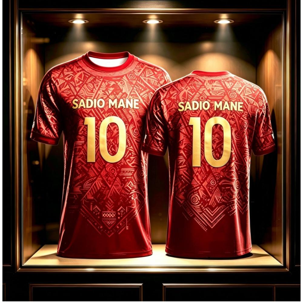 Maglia Calcio Senegal Estiva Nuova T-shirt Stampata 3D Traspirante Asciugatura Rapida Allenamento Genitore-Figlio Esterno T-shirt da Uomo