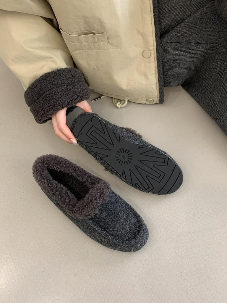 2025 nya runda huvud plysch tjocksulade retro sen kvällsvind dam pendling mjuk sula varma enkelskor