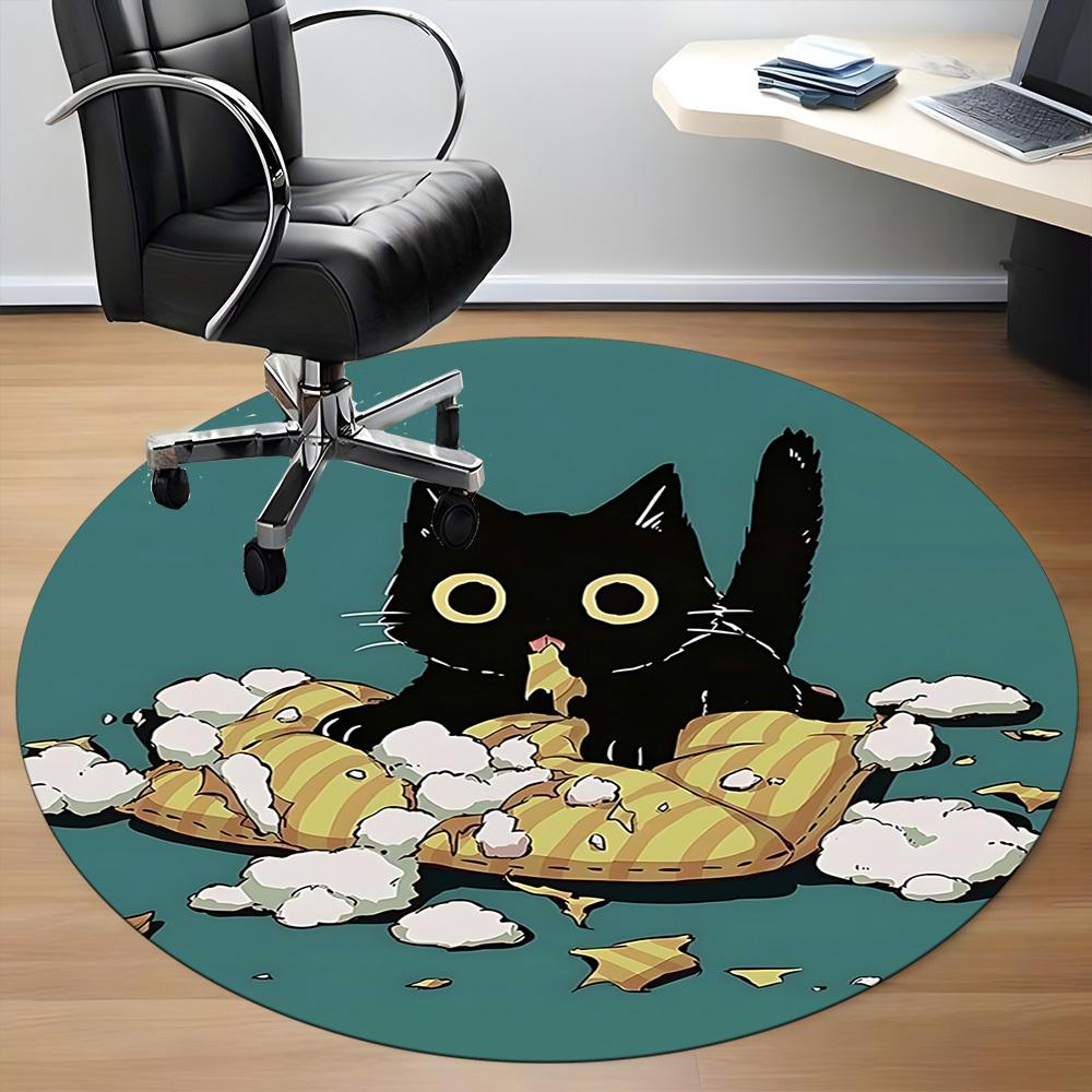 1pc Cat Pillow Office Round Area Rug,  Mat Suitable For Office, Under Office Chairs Bedroom Living Room Home Decor, Room Deco