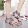 Fashion Women Sandals Plus Size 43 Gladiator Flat Sandals for Beach Casual Shoes Summer Fashion Solid Slides Ladies Zip Thong Roman Shoe