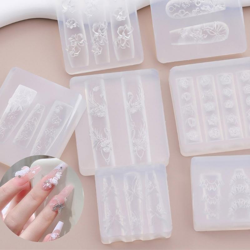 Multipurpose 3D Nail Art Silicone Mould with Butterfly and Moon Patterns Decoration for Crafting Unique Acrylic Nails