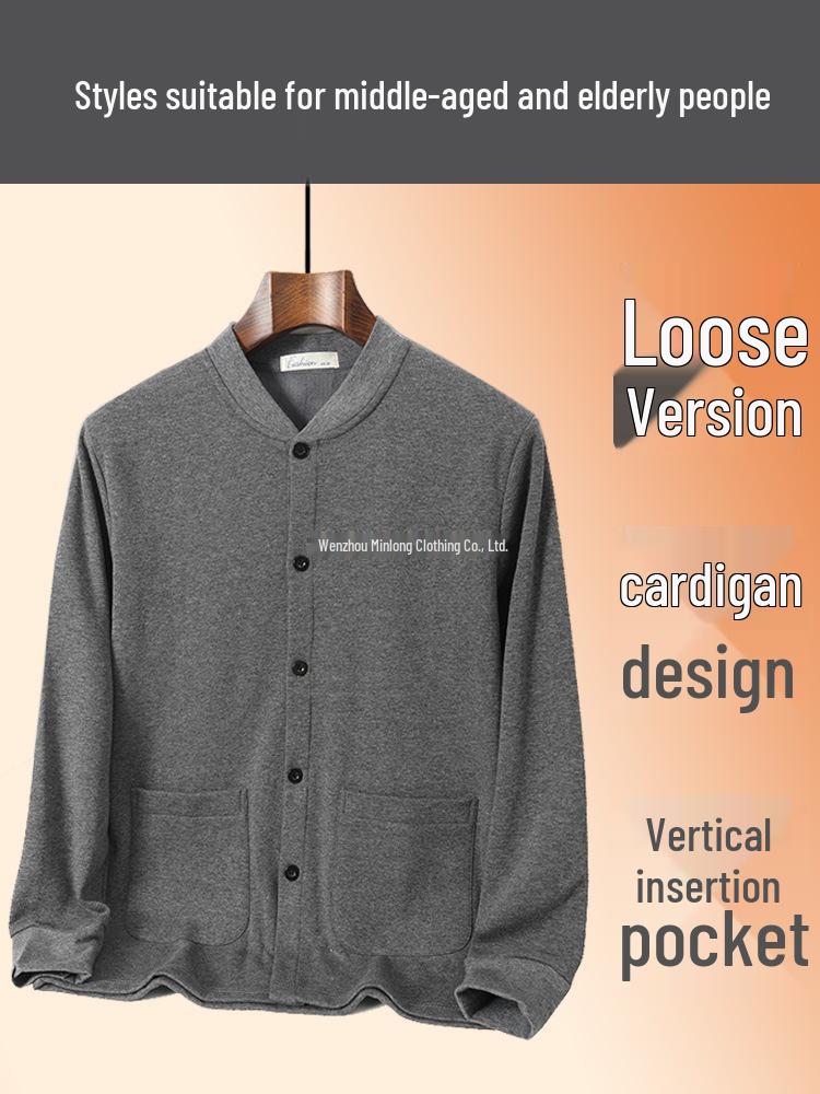 Herren Warme Opa Strickjacke Jacke - Herbst/Winter Samt Knopfleiste für Senioren