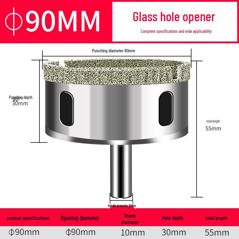 Emery Glass & Tile Drill Bit, 3-200mm Rotary Hole Saw for Marble