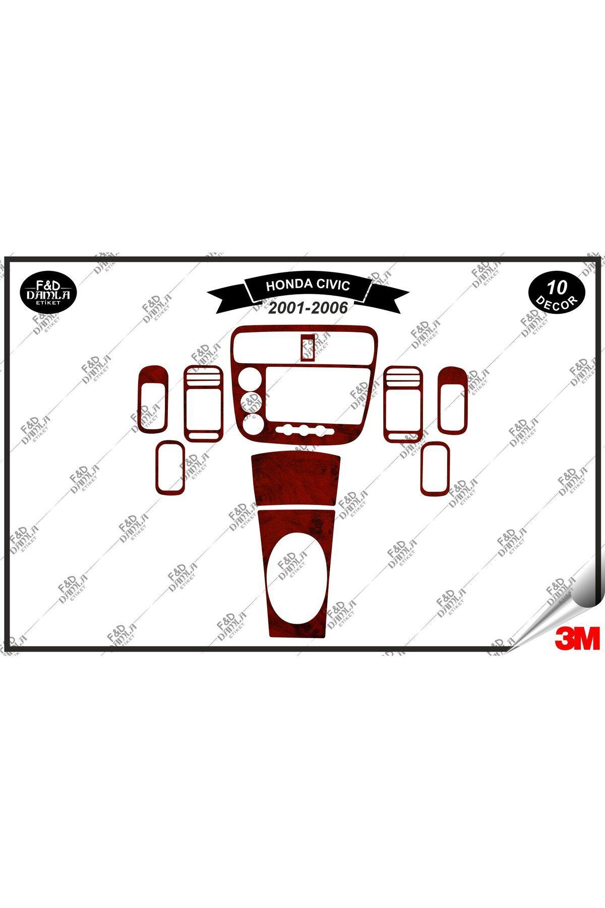

Honda Civic 2001- 2006 Torpido Konsol Trim Göğüs Maun Kaplama Set 11 Parça Maun