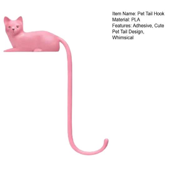 Söt husdjurssvanskrok för datorskärm, skrivbord, hörlurshängare, organiserare, hund-, kattsvans, självhäftande krok för upphängning av nycklar, kablar, hattar, datortillbehör