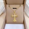 Cross Full Diamond Light Luxury Temperament Gorgeous Full Diamond Necklace Women'S Versatile Collarbone Chain Titanium Steel Chain