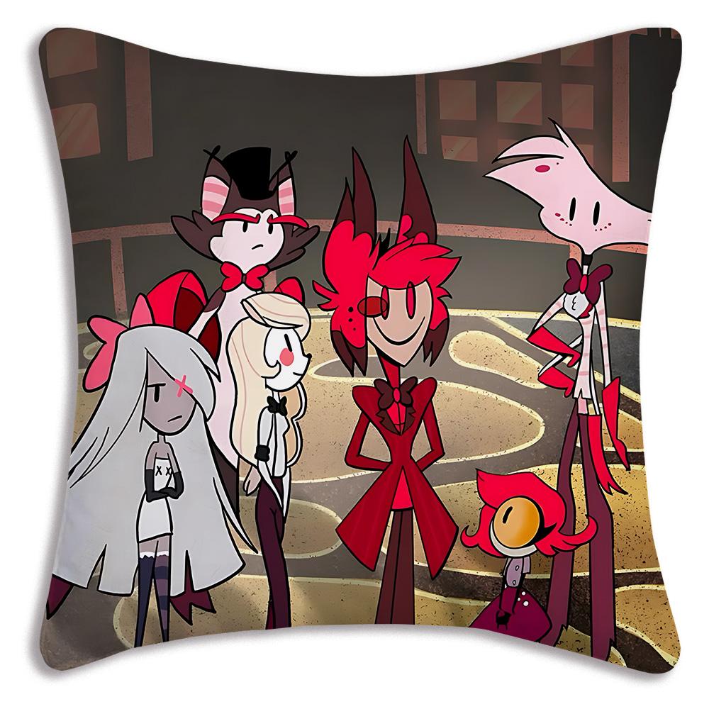 Anime H-Hazbins H-Hotel Pillow Covers Cartoon Sofa Decorative Home Double-sided Printing Short Plush Cute Cushion Cover