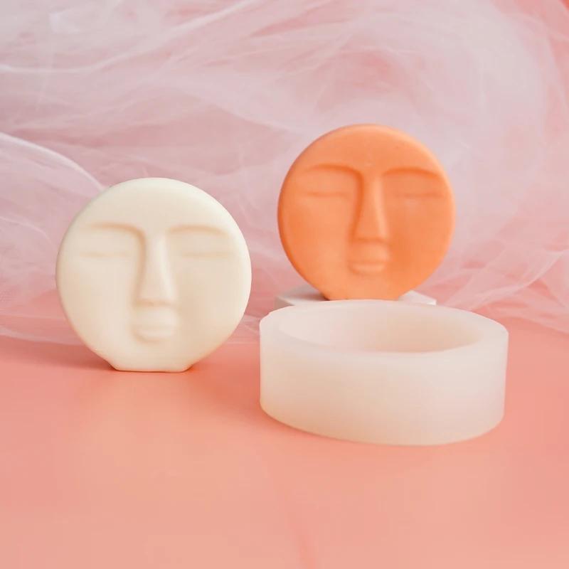 New Round Face Silicone Candle Silicone Mold 3D Face Aromatherapy Gypsum Soap Resin Crafts Mold DIY Chocolate Cake Baking Tools