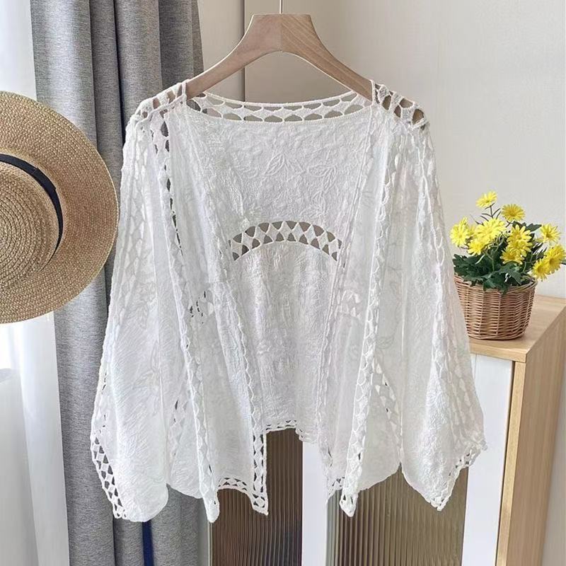 Autumn New Bohemian Vacation Style Hollow Sunscreen Knitted Cardigan Jacket Women's Sweet Loose Chic Top