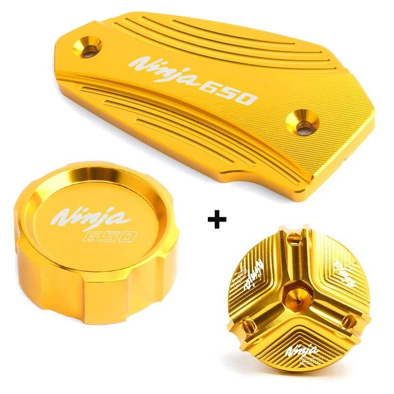 For Kawasaki NINJA 650 NIINJA650 -2023 Accessories Motorcycle Front & Rear Brake Fluid Reservoir Cover Engine Oil Filler Cap