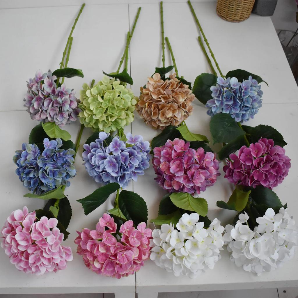 5Pcs Artificial 3D Printing Hydrangea Flowers Bridal Bouquet Wedding Decor Silk Flower Home Living Room Decoration Party Floral