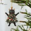 1/2Pcs Christmas Pendant Ornament Xmas Ball Decor Cat Shape Festive Hanging Decoration with Lanyard Christmas Gift