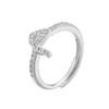 ZHUKOU gold plated zircon 16 Arabic letters silver adjustable ring : VJ632B1