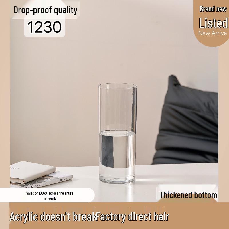 Acrylic Transparent Vase for Flower Arrangements and Lucky Bamboo - Large Straight Cylinder Design