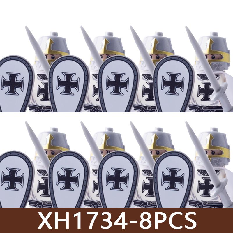 8 Pezzi Figure di Soldati di Castello Medievale Blocchi da Costruzione Militare Romano Teutonico Cavaliere Ospitaliere Templare Guerriero Fanteria Mattoncini Giocattolo Regalo
