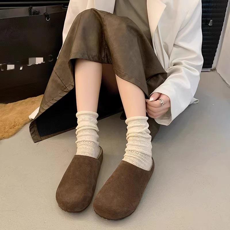 Retro Baotou Boken Shoes and Slippers for Women, New Soft-soled Casual Lazy Shoes, Wearing Half Slippers on The Outside