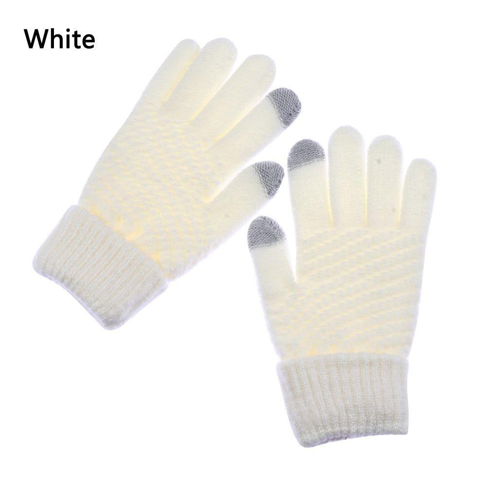 Girls Boys Winter Warm Thicken Touch Screen Women Gloves Knitted Wool Mittens Full