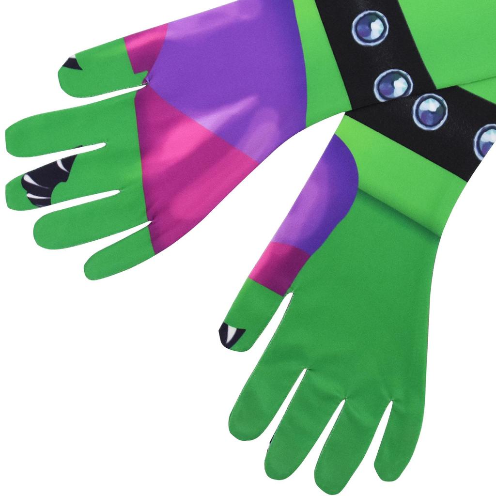 Boys Girls Fnaf Horror Bear Green Printed Jumpsuit Mask Tail Outfit for Kids Christmas Halloween Cosplay Dress Up Costume