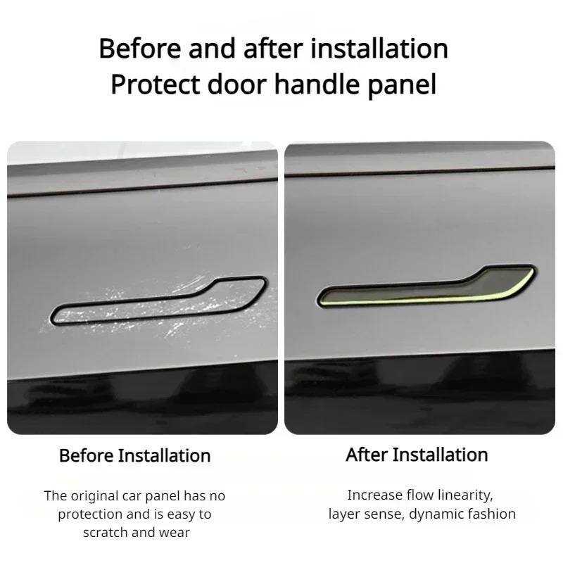 4Pcs Car Luminous Door Handle Sticker for Tesla New Model 3/Y Juniper 2025 Night Glow Door Handle Cover Protector Accessories