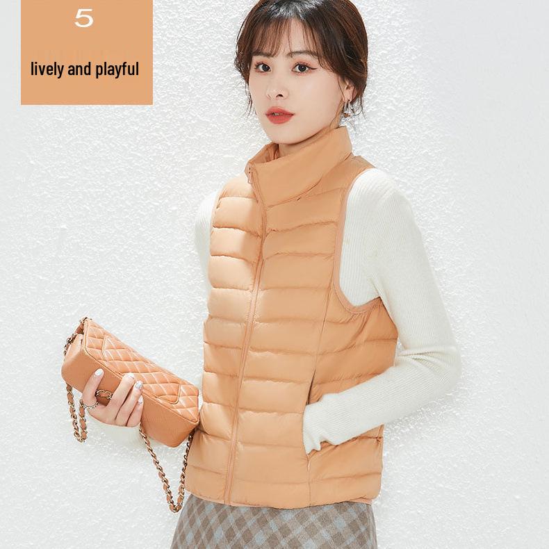 Youjia Dámská lehká vesta s 90% prachovým peřím z bílé kachny - Bez rukávů, hřejivá a stylová pro podzim a zimu