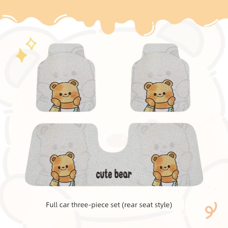 Floor Mats for the Driver's Seat and Rear Seat, New Style Single-Piece Silk Loop, Wear-Resistant, Dirt-Proof, Cute Cartoon Car Carpet-Style Floor Mats