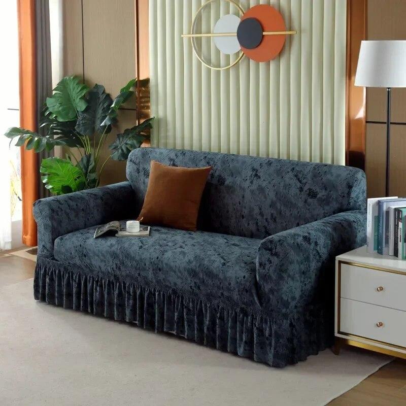 Modern Atmosphere Feeling Skirt Edge Sofa Cover Fabric Full Coverage Elastic Sofa Cover Sofa Anti-skid  Dustproof Cover