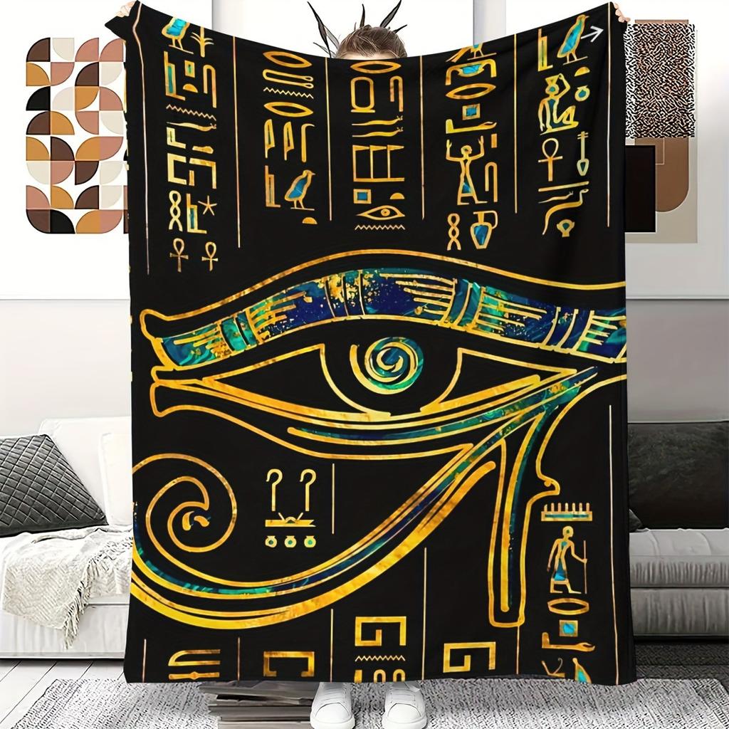 Ancient Egyptian mysterious symbols digital-printed polyester velvet flannel cover blanket Fleece soft cover blankets for beds