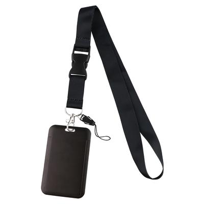 Pure Black Lanyard Keychain ID Kreditní karta Obal na cestovní pas Přívěsek na mobilní telefon Popruhy na krk Držák na odznak Příslušenství
