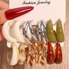 Hollow Ring Earrings Set Ins Style Fashionable Versatile Ins Style Exaggerated Earrings Women's Earrings