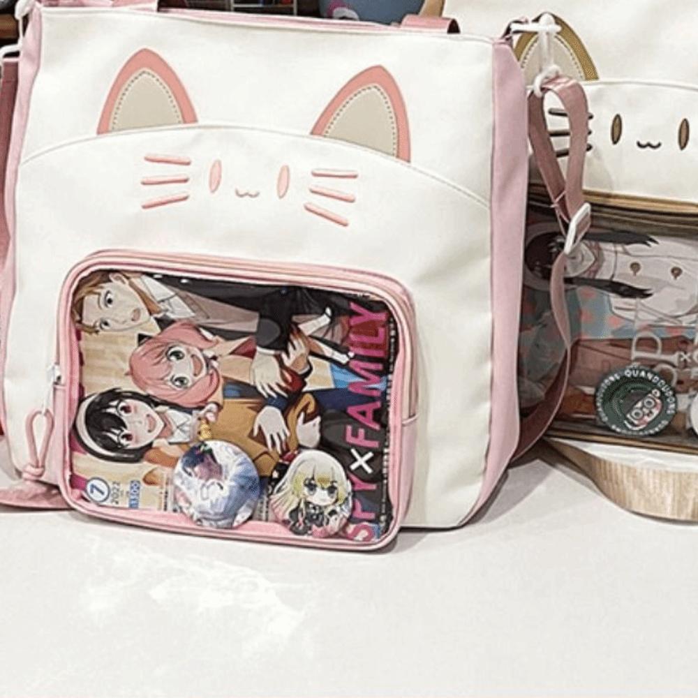 Nylon Transparent Pocket Idol Merchandise Storage Fashion Backpacks Kawaii Cat Itabag  Outdoor