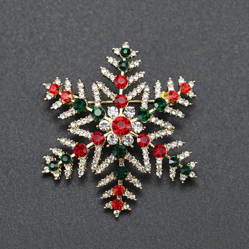 Christmas Brooch High-End Dripping Snowflake Bell Alloy Brooch Pin Accessories Christmas Brooch