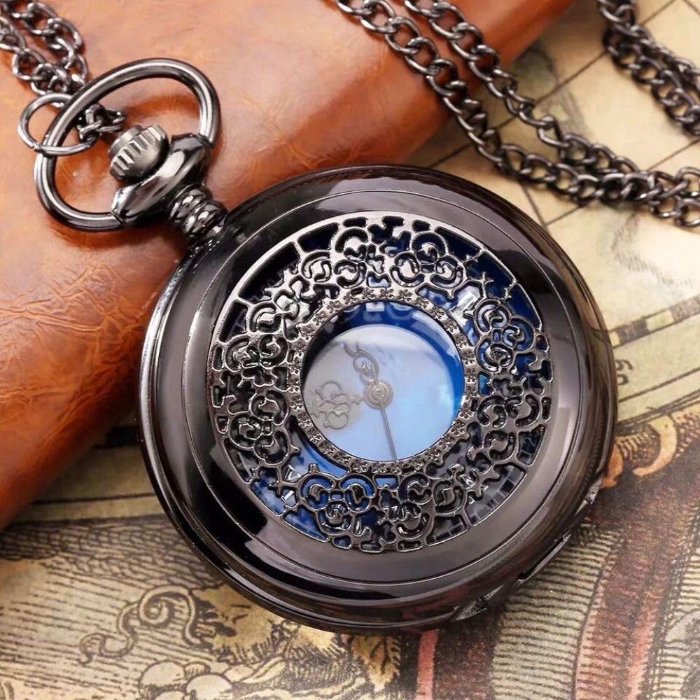 Hollow Steampunk Pocket Watch Quartz Roman Numerals Flip Pocket Watch Decorative Timepiece With Chain Pendant Watch Gift Watch