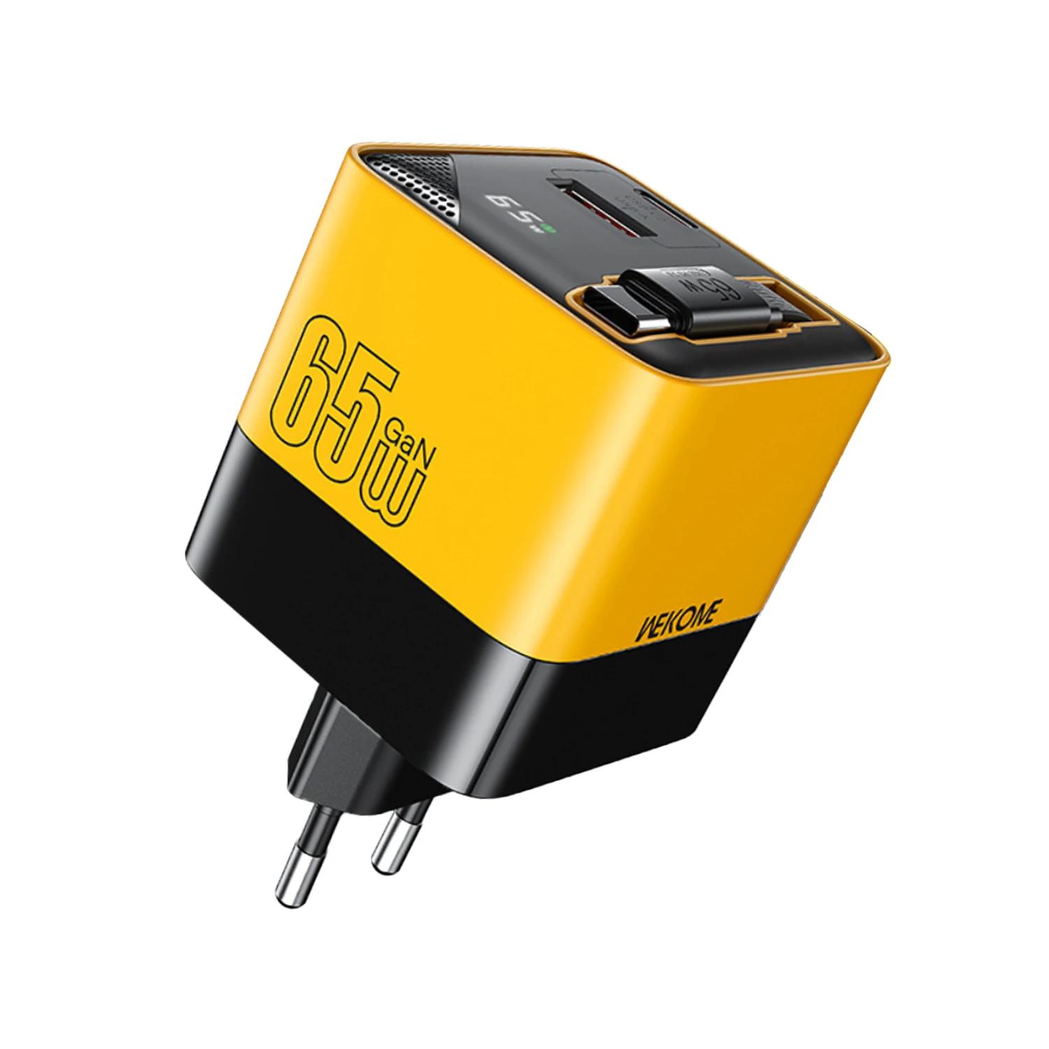 

65 Вт быстрозарядное выдвижное настенное зарядное устройство с кабелями USB Type C для передачи данных 3-портовый USB-зарядный блок для iPhone iPad ноутбука Samsung EU