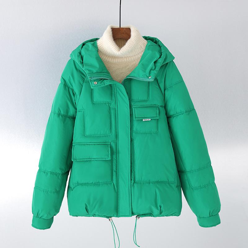 New Hooded Cotton Clothes Women's Loose Multi-pocket Cotton-padded Clothes Winter Bread Clothes Short Coat