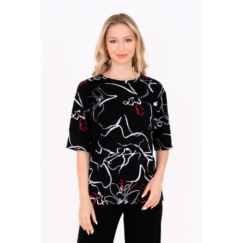 

Женская футболка с круглым вырезом и короткими рукавами с модной 3D-печатью 8XL