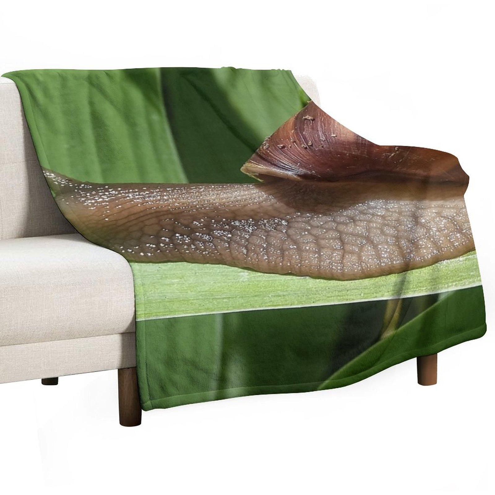 

Large Brown Snail Ahatina on Green Leaf - Funny Science Biology Gift Throw Blanket Soft Blankets For Bed warm winter Blankets 30x40in