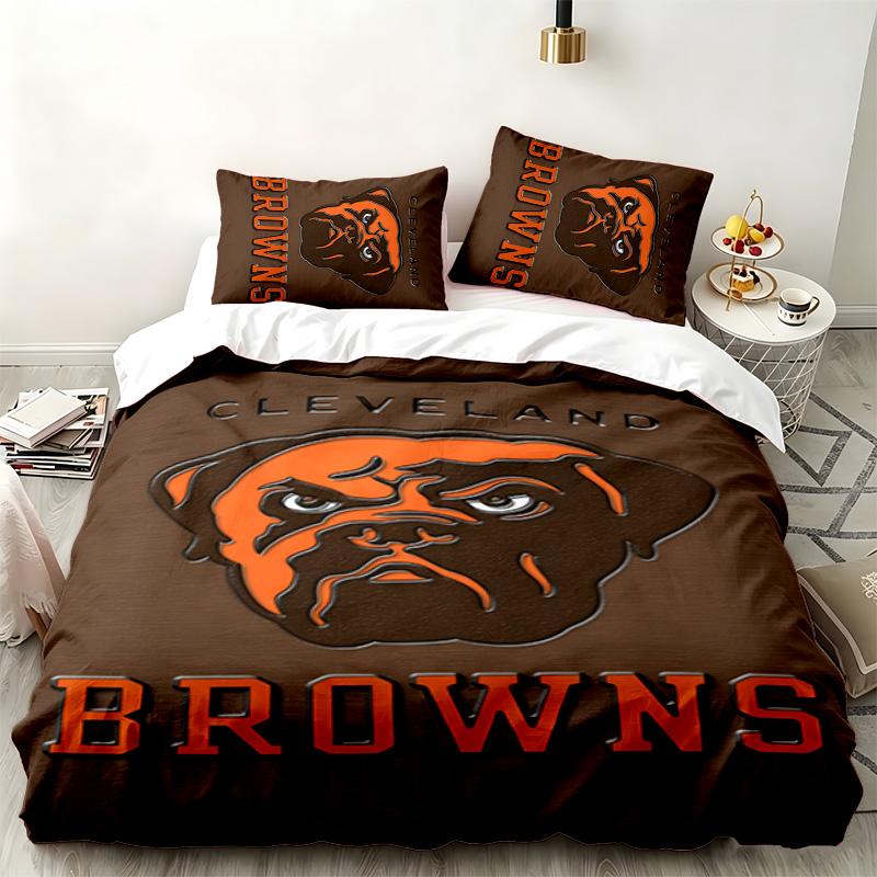 Cleveland Browns 3pc Set Perfect for Bedroom Use Comfortable Bedding Set Includes a Duvet Cover and Two Pillowcases Ideal Birthday or Christmas Gift