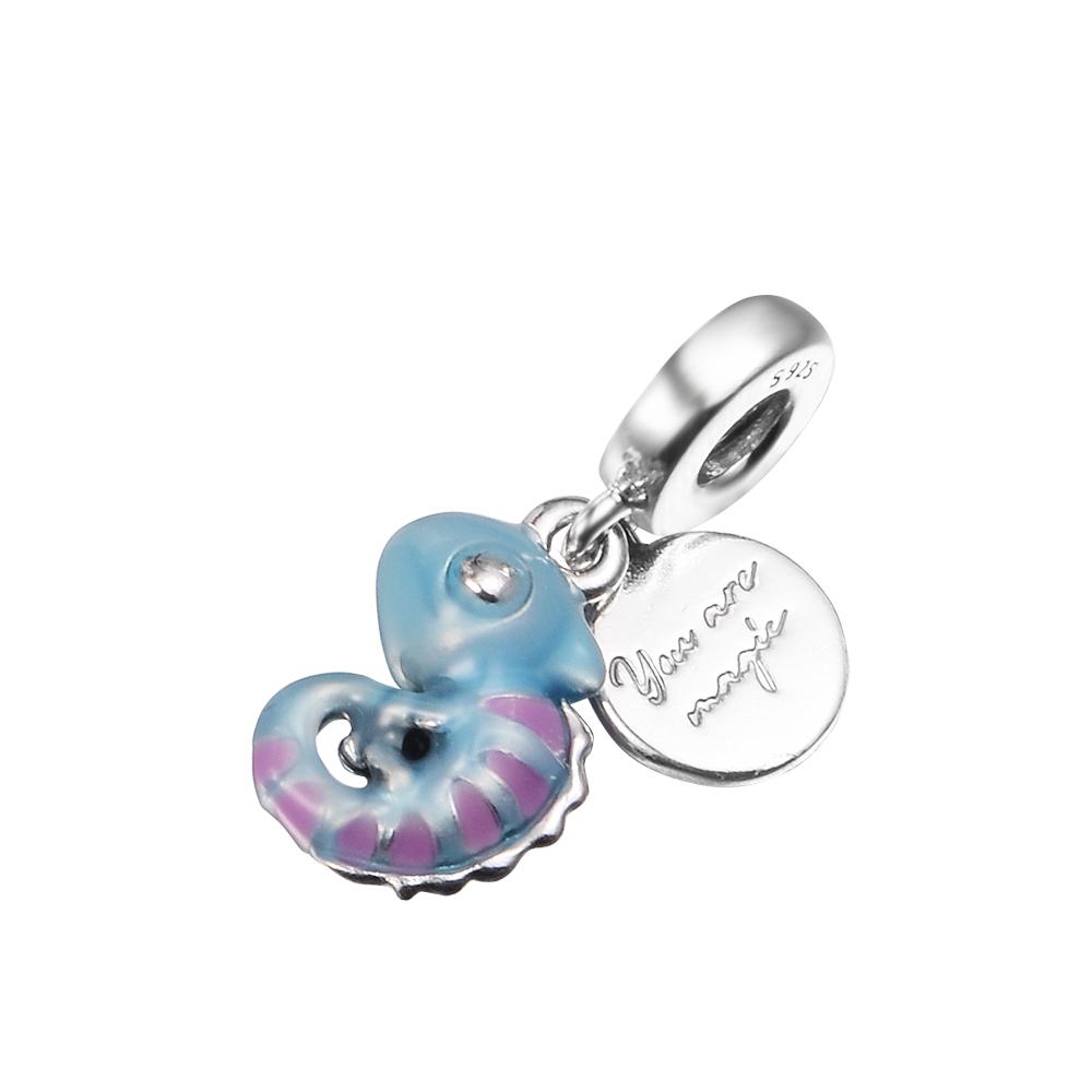Fits Europe Bracelet Femme 925 Sterling Silver Colour-Changing Chameleon Dangle Charm Beads for Women DIY Jewelry Making