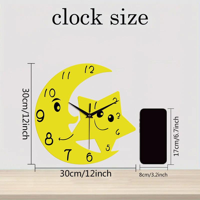 Moon and star shaped wall clock, living room, bedroom, classroom, home decoration, clock, holiday accessories, birthday party su