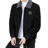 Men's Winter Corduroy Jacket with Lapel and Lamb Wool Collar - Thick and Warm Style