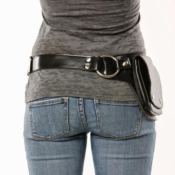 black leather belt bolsa