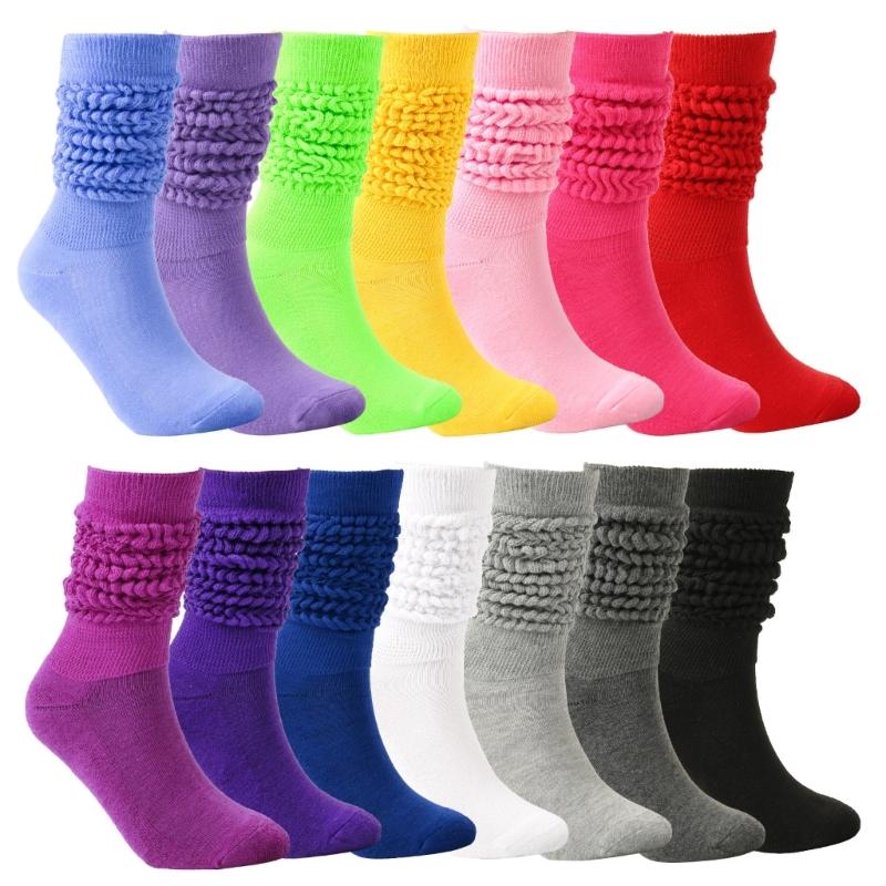 Women Calf Socks, Middle Tube Solid Color Crew Socks Colorful Mid-length Stockings Fashion Socks for Women