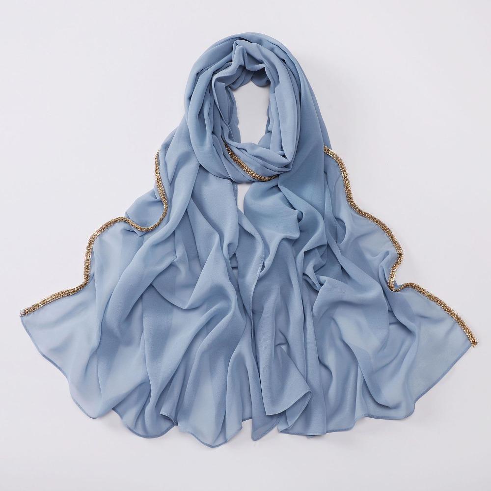 Vielseitiger Eleganter Seidenschal Strahlendes Langes Sonnenschutz-Schal Diamantrand-Design Weiches Ramadan-Kopftuch Damen Kopfbedeckung