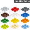80Pcs/Lot  Moc Building Blocks Plate Thin Figures Bricks 2x2 Dots Educational Creative Size Compatible With 3022 Classic Kid Toy