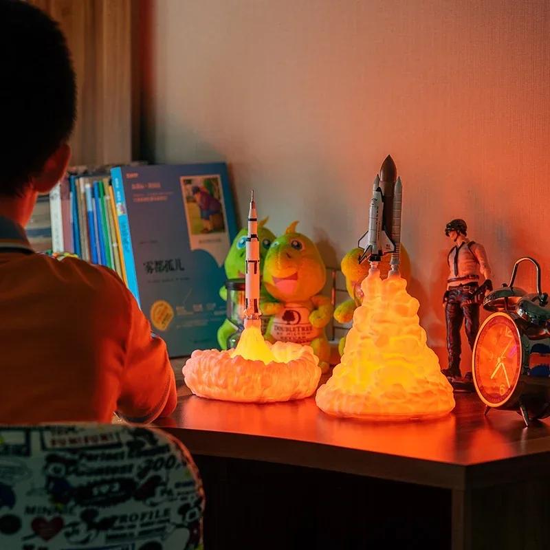 Newest Dropship 3D Print Saturn V Lamps Rechargeable Night Light Apollo 5 for Moon Land Space Lover As Room Decoration