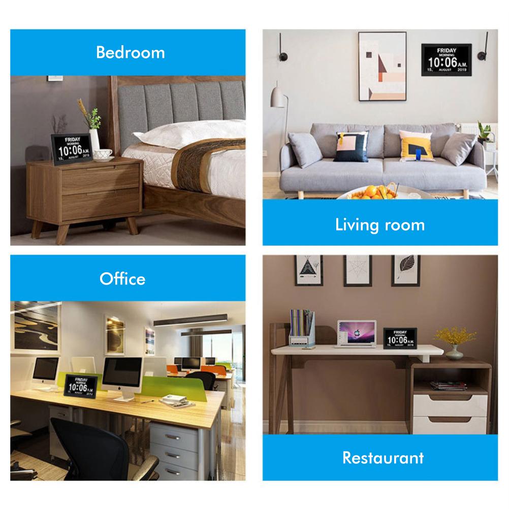 8 Inch Digital Calendar Day Clock Auto Dimmable Electronic Digital Clock with Large Screen Digits